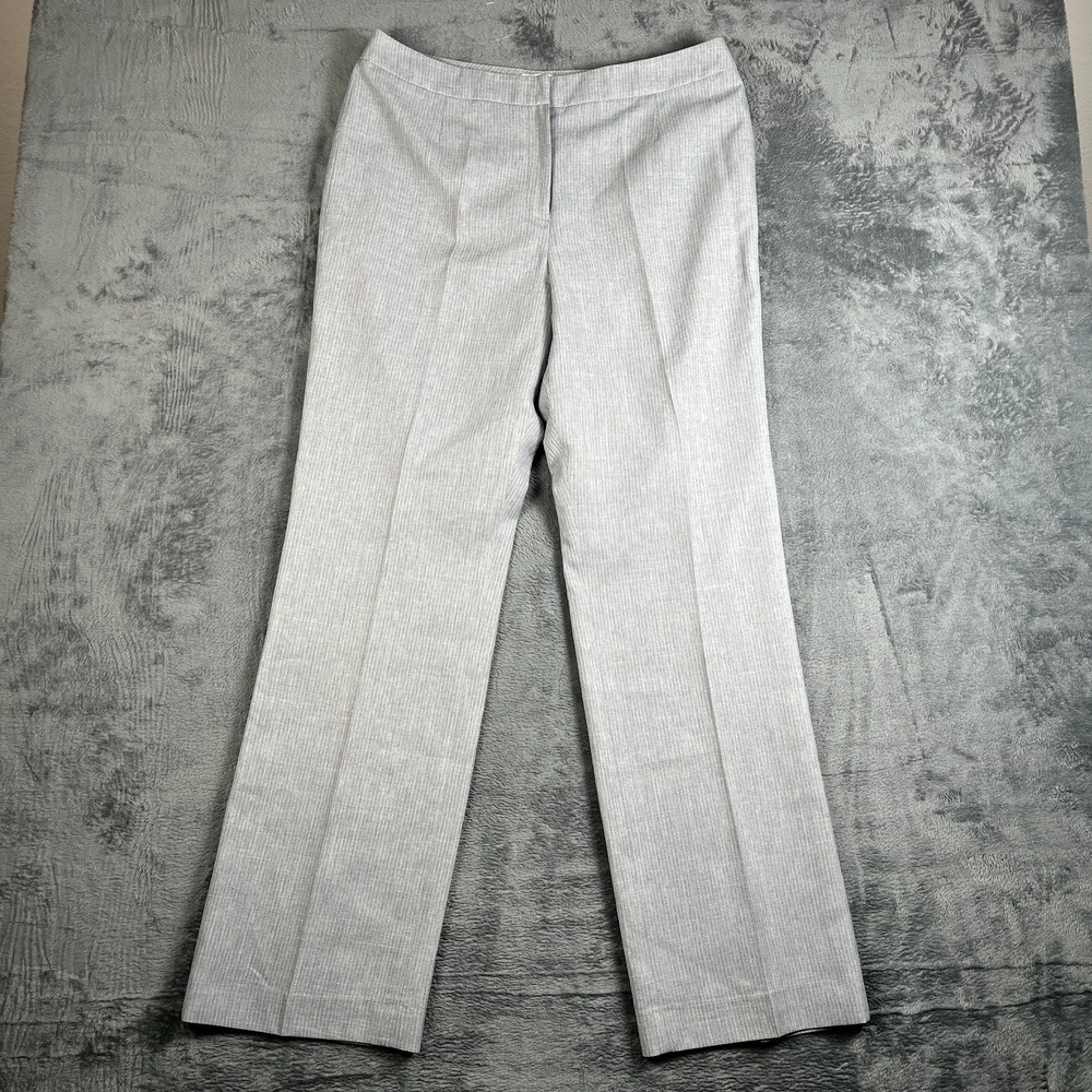 Le Suit Dress Pants Womens 10 Gray Pinstripe Straight Leg Office Business Formal